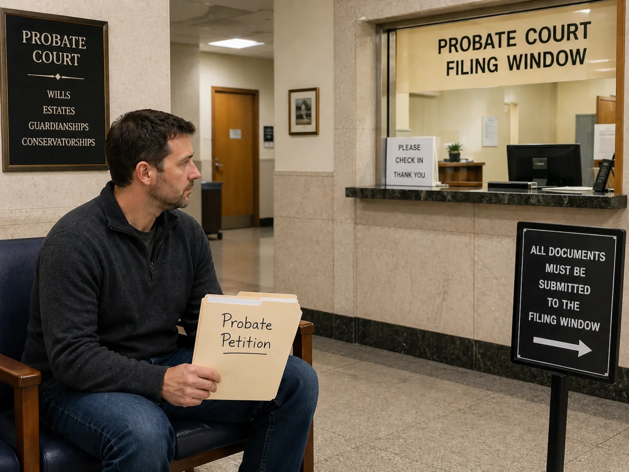 Man reading instructions for how to file a probate petition
