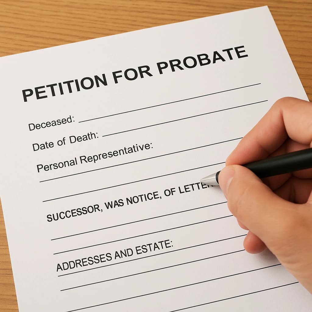 Petition for Probate Understanding the Probate Timeline document being signed to begin estate probate process.