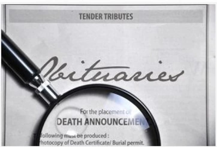 A Tribute Page Highlighting Death Notice vs. Obituary.