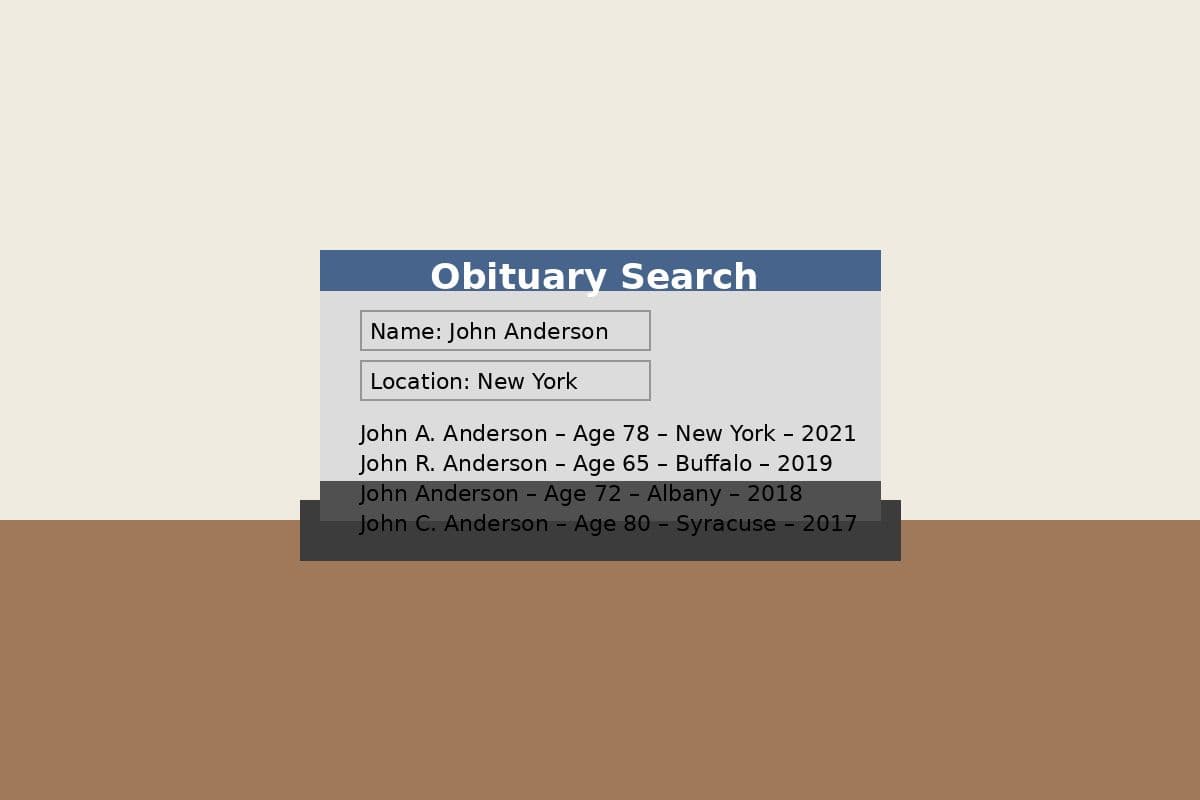 find an obituary without knowing the date of death using an online obituary search database