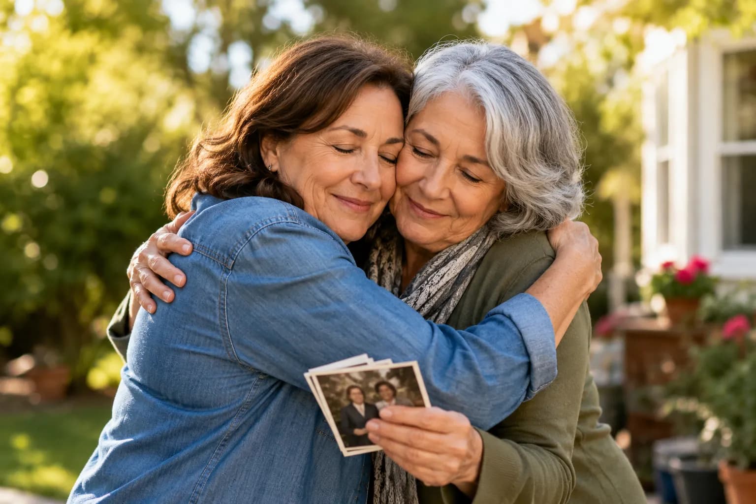 Does a Friend Have Rights To Inheritance showing two lifelong friends embracing outdoors