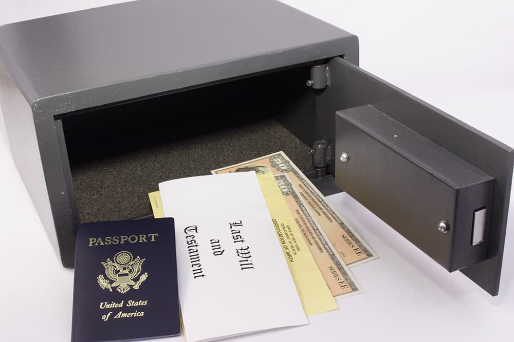 Personal Safe With Documents File a Will in Home Safe
