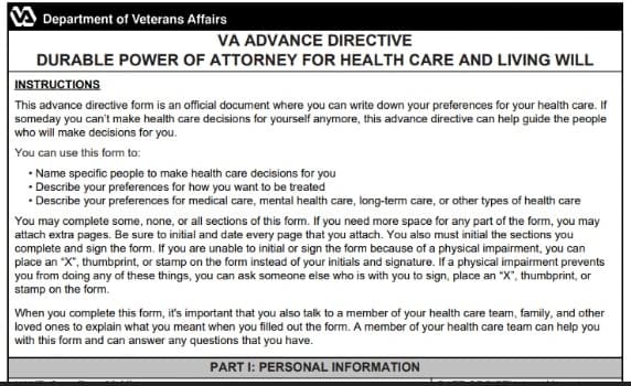 VA-Advance-Directive-for-Health-Care-Form What is a VA Advance Directive for Health Care