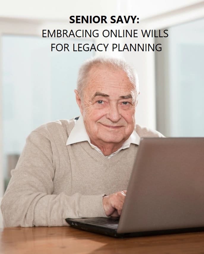 Low Cost Wills for Seniors Senior man at computer exploring low-cost wills for seniors.