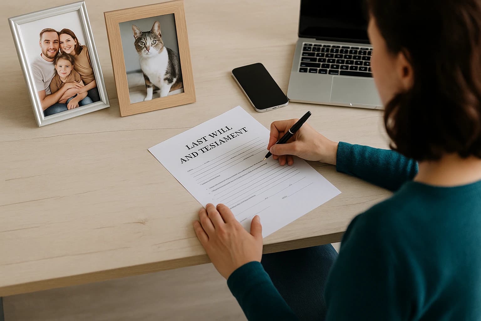 Buidling a will online at home Woman at her computer ready to build a will online.