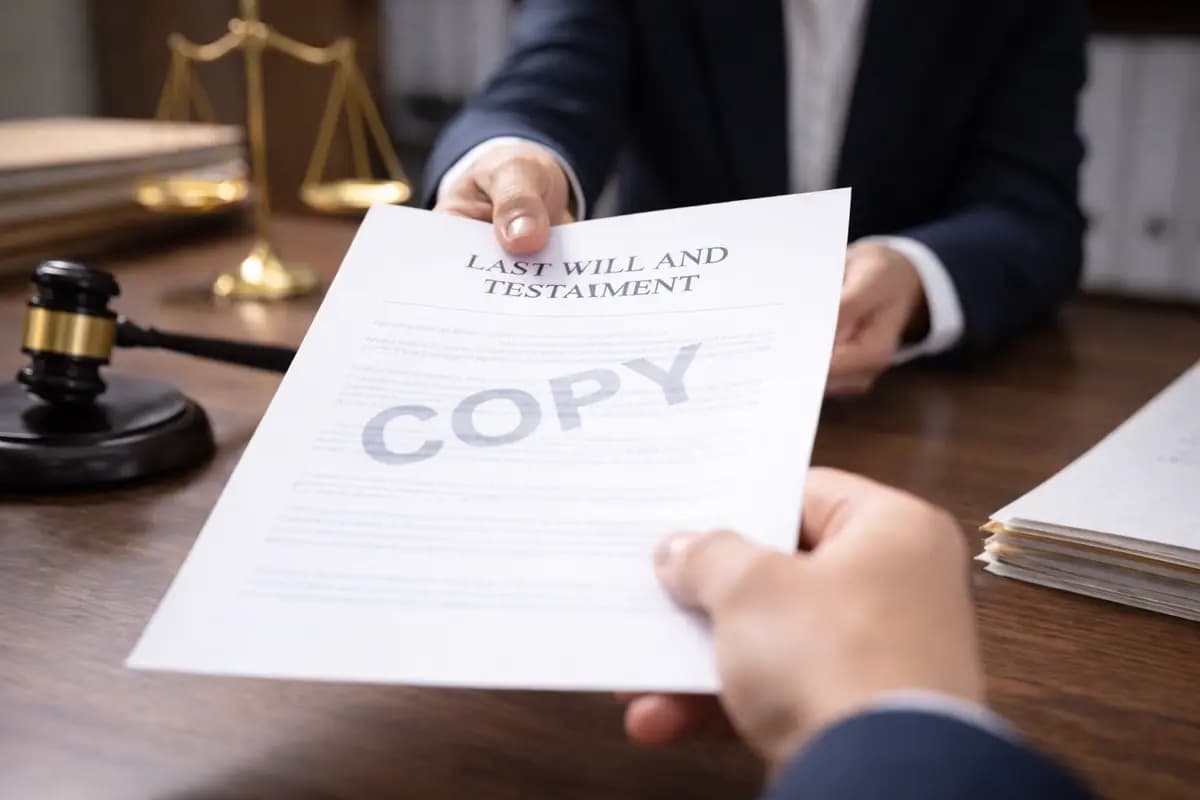 Petition to Admit a Copy of a Will in Probate Court Petition to admit a copy of a will document being handed to court official