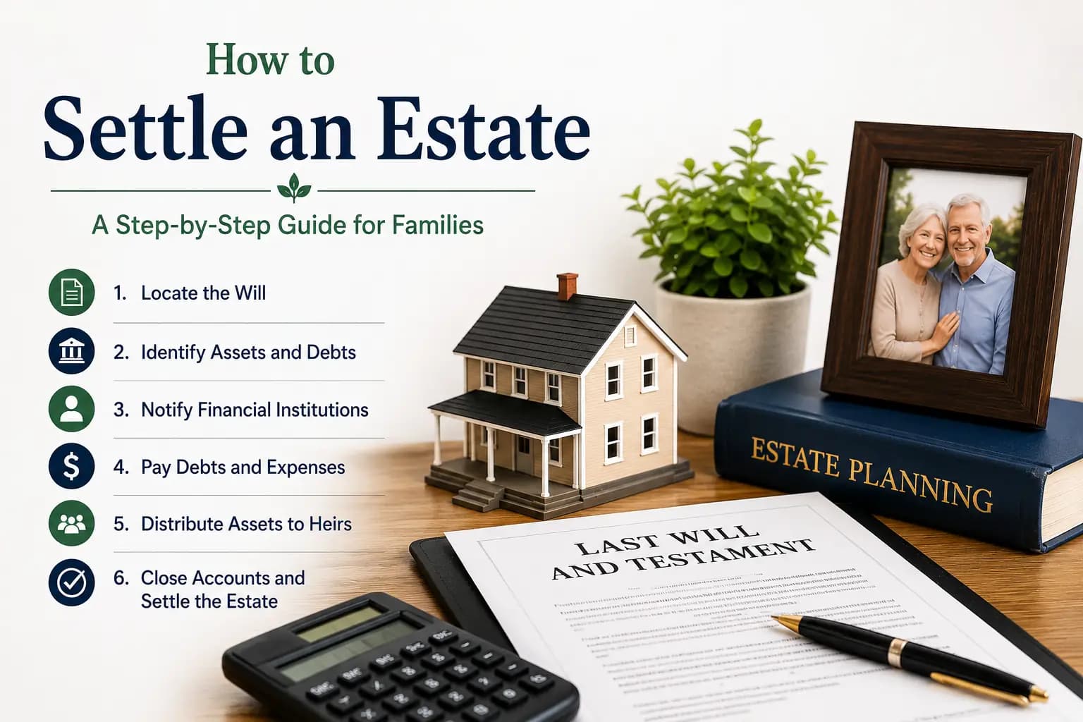 settle-an-estate-guide Settle an estate with probate documents, financial records, and estate planning resources.